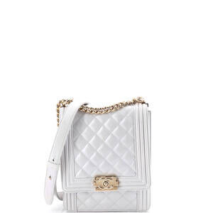 Chanel Small North South Boy Flap Bag Quilted Iridescent Calfskin